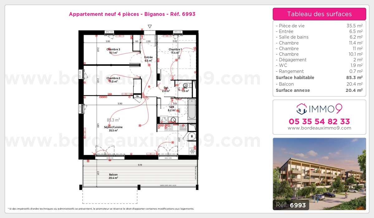 Plan et surfaces, Programme neuf Biganos Référence n° 6993