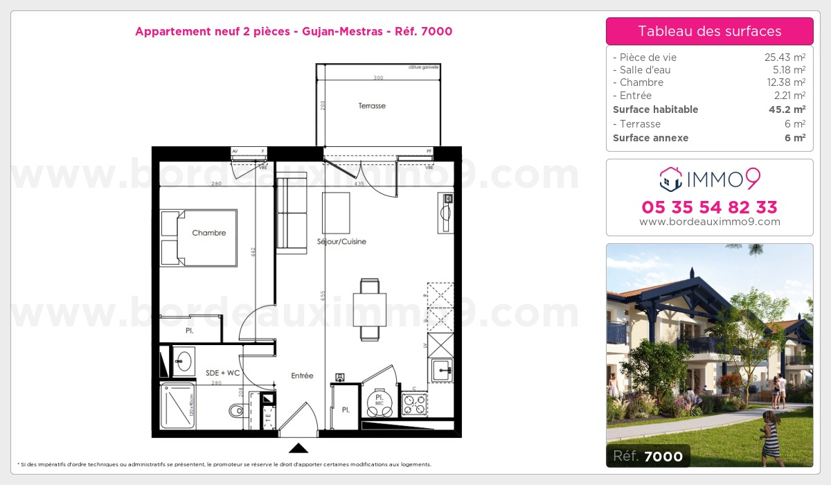 Plan et surfaces, Programme neuf Gujan-Mestras Référence n° 7000