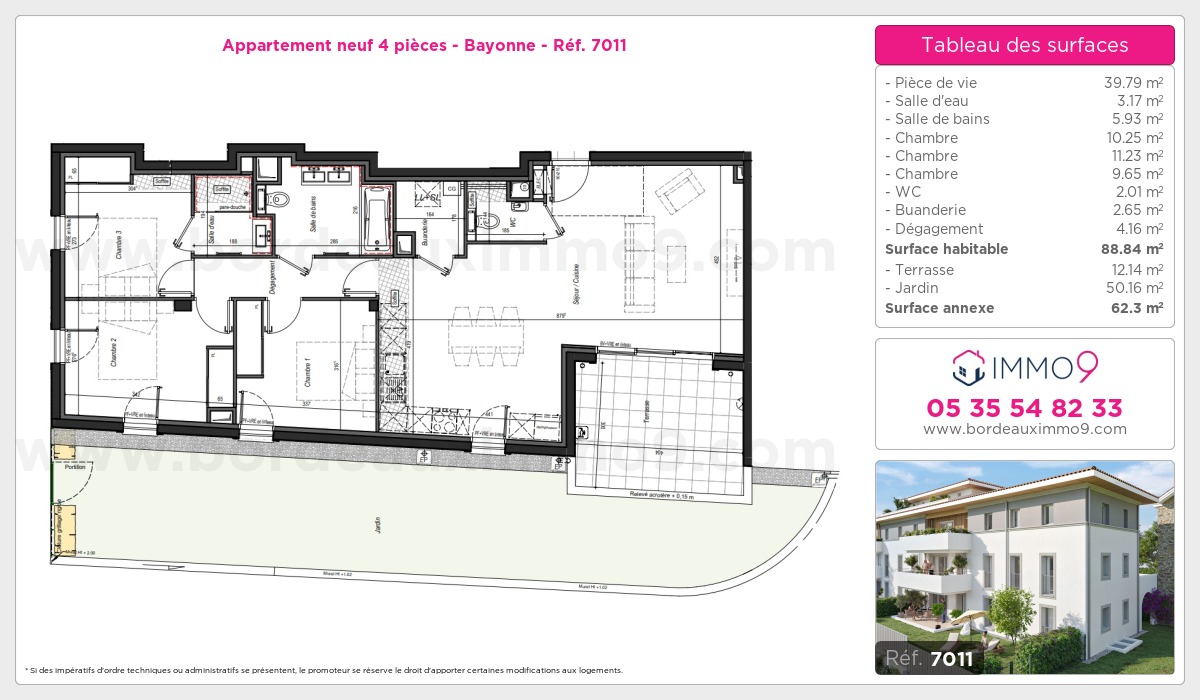 Plan et surfaces, Programme neuf Bayonne Référence n° 7011