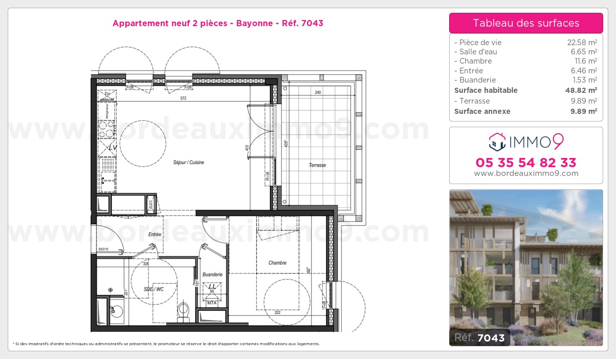 Plan et surfaces, Programme neuf Bayonne Référence n° 7043