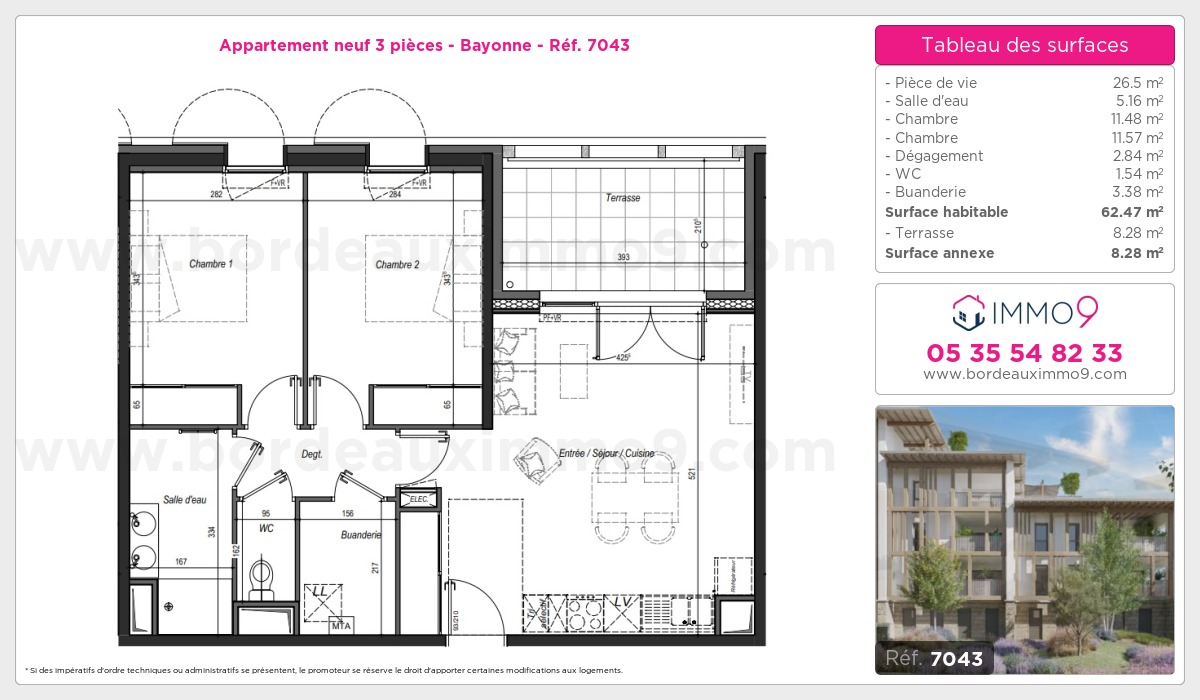 Plan et surfaces, Programme neuf Bayonne Référence n° 7043