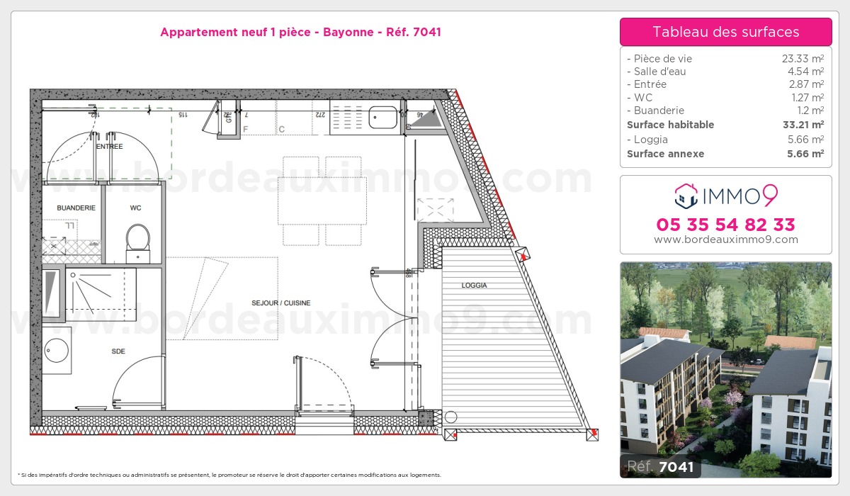 Plan et surfaces, Programme neuf Bayonne Référence n° 7041