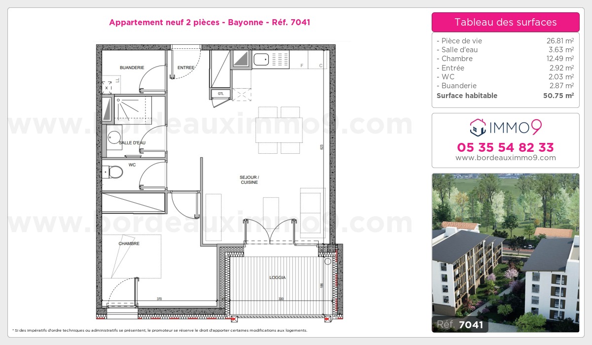 Plan et surfaces, Programme neuf Bayonne Référence n° 7041