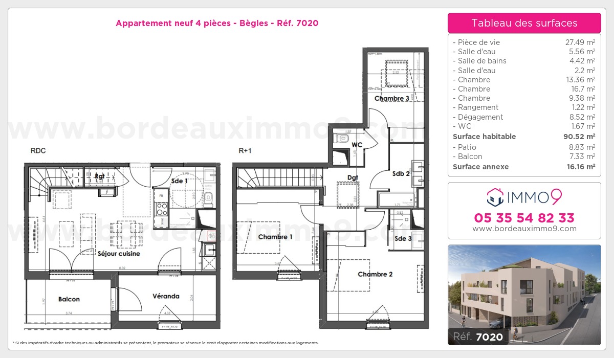 Plan et surfaces, Programme neuf Bègles Référence n° 7020