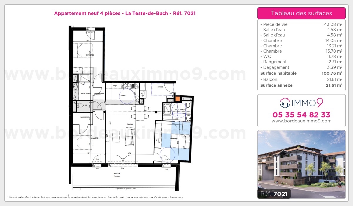 Plan et surfaces, Programme neuf Teste-de-Buch Référence n° 7021