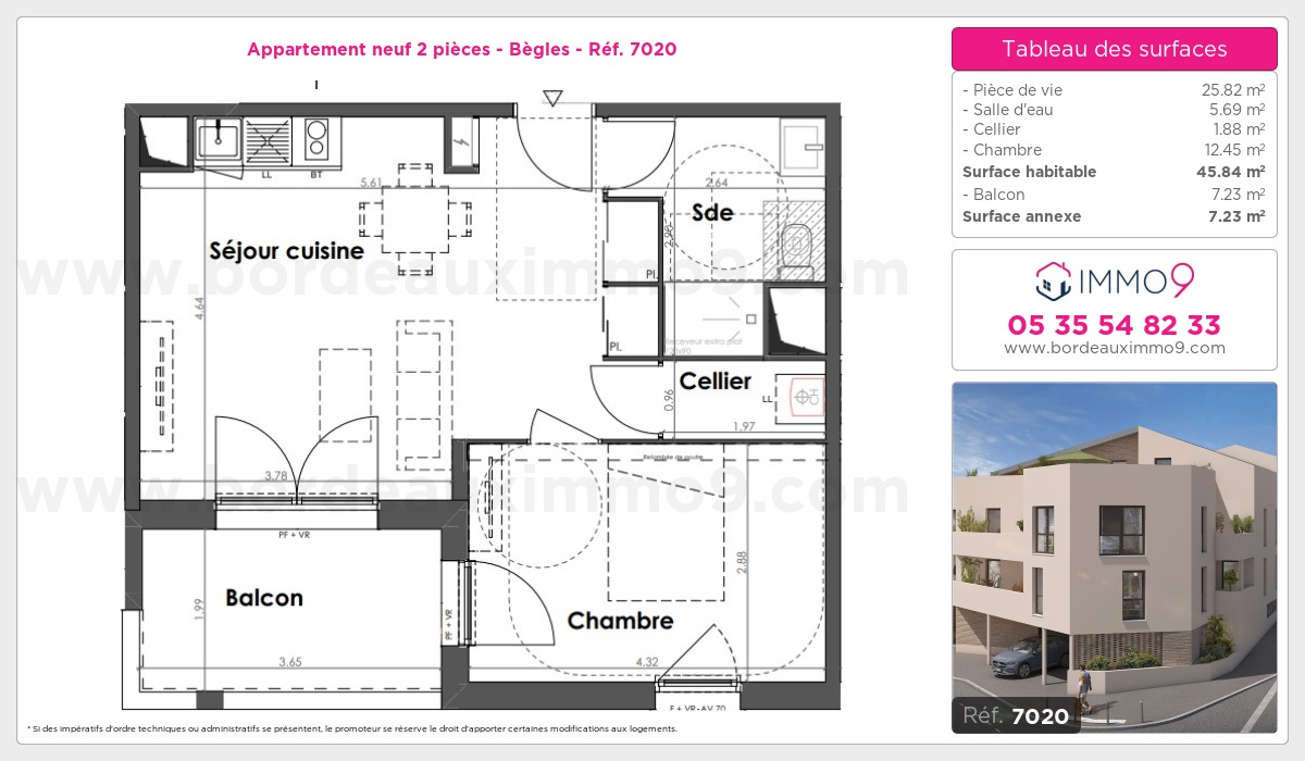 Plan et surfaces, Programme neuf Bègles Référence n° 7020