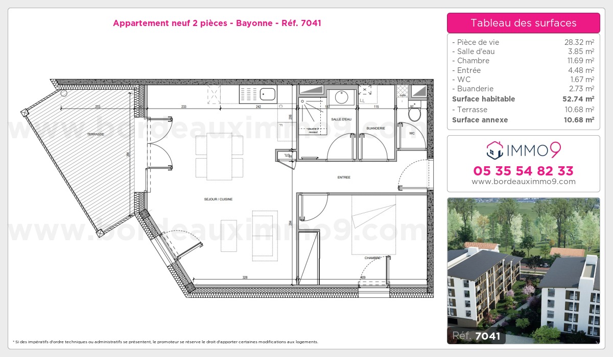 Plan et surfaces, Programme neuf Bayonne Référence n° 7041