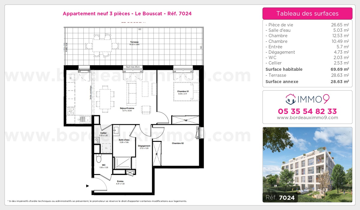 Plan et surfaces, Programme neuf Bouscat Référence n° 7024