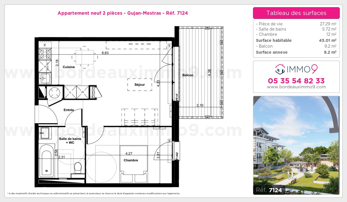 Plan et surfaces, Programme neuf Gujan-Mestras Référence n° 7124