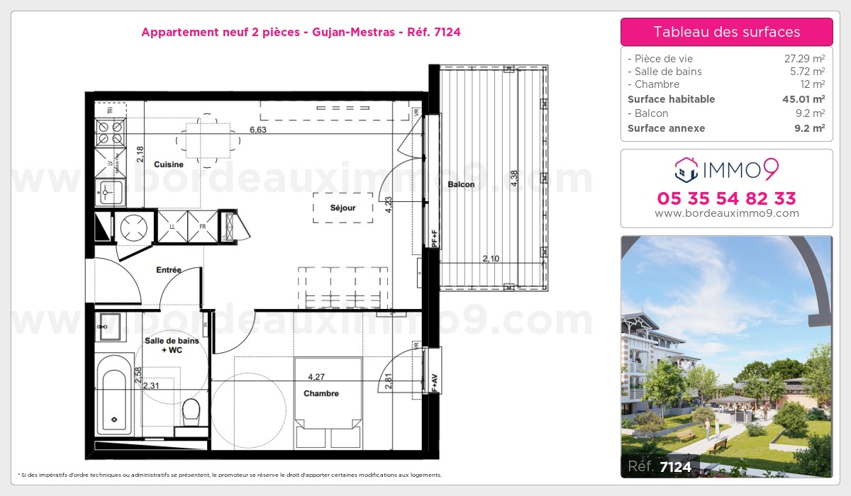 Plan et surfaces, Programme neuf Gujan-Mestras Référence n° 7124