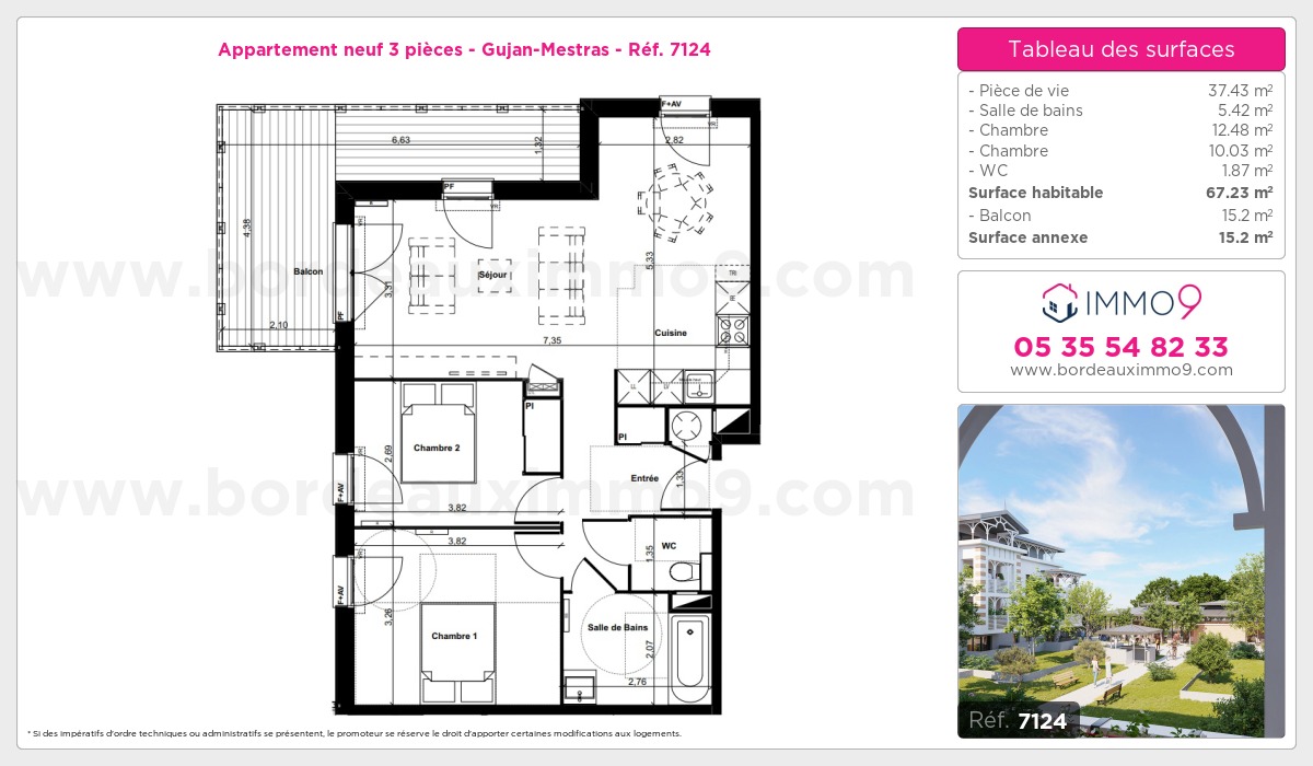 Plan et surfaces, Programme neuf Gujan-Mestras Référence n° 7124