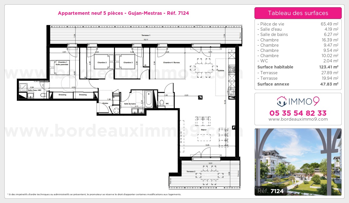 Plan et surfaces, Programme neuf Gujan-Mestras Référence n° 7124