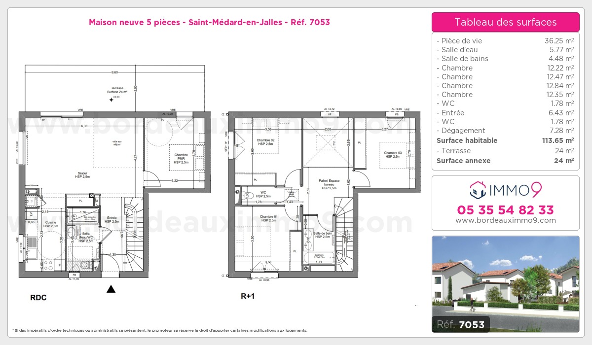 Plan et surfaces, Programme neuf Saint-Médard-en-Jalles Référence n° 7053