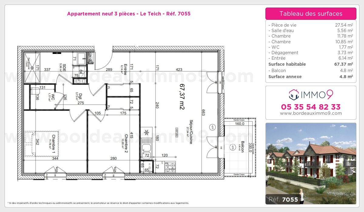 Plan et surfaces, Programme neuf Teich Référence n° 7055