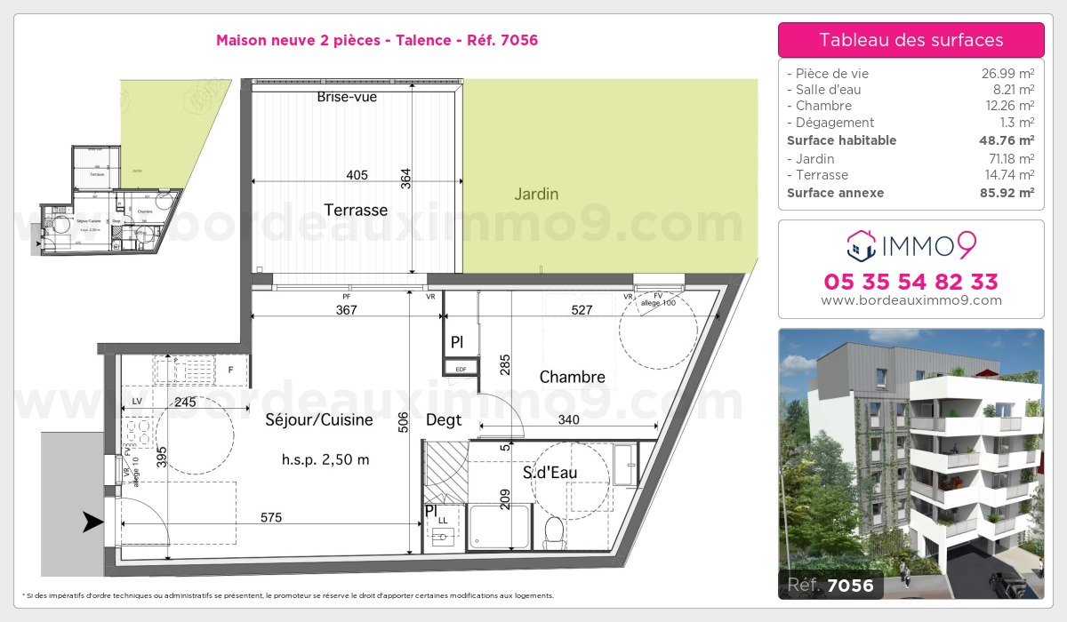 Plan et surfaces, Programme neuf Talence Référence n° 7056