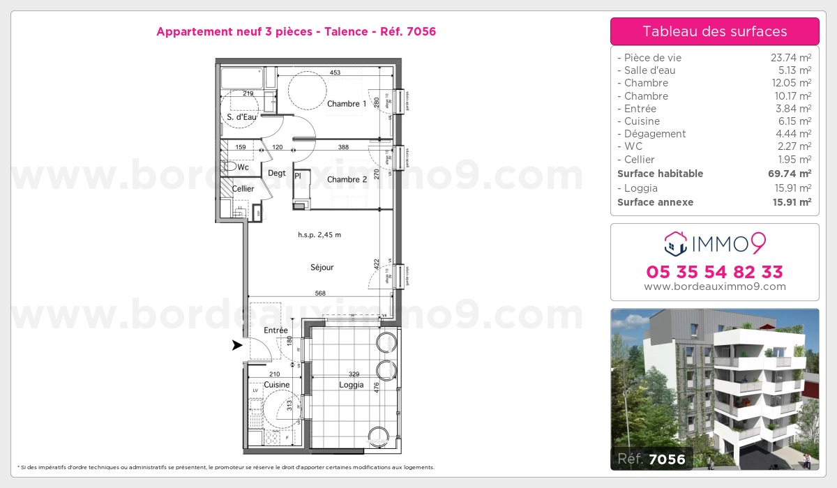 Plan et surfaces, Programme neuf Talence Référence n° 7056