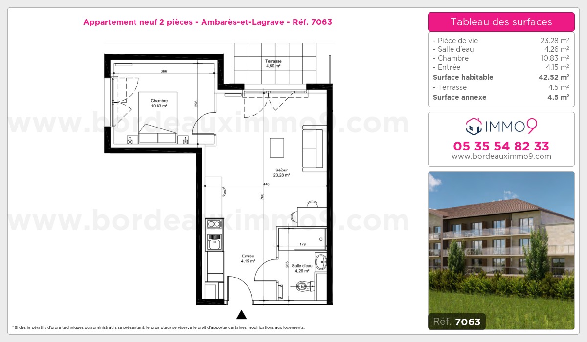 Plan et surfaces, Programme neuf Ambarès-et-Lagrave Référence n° 7063