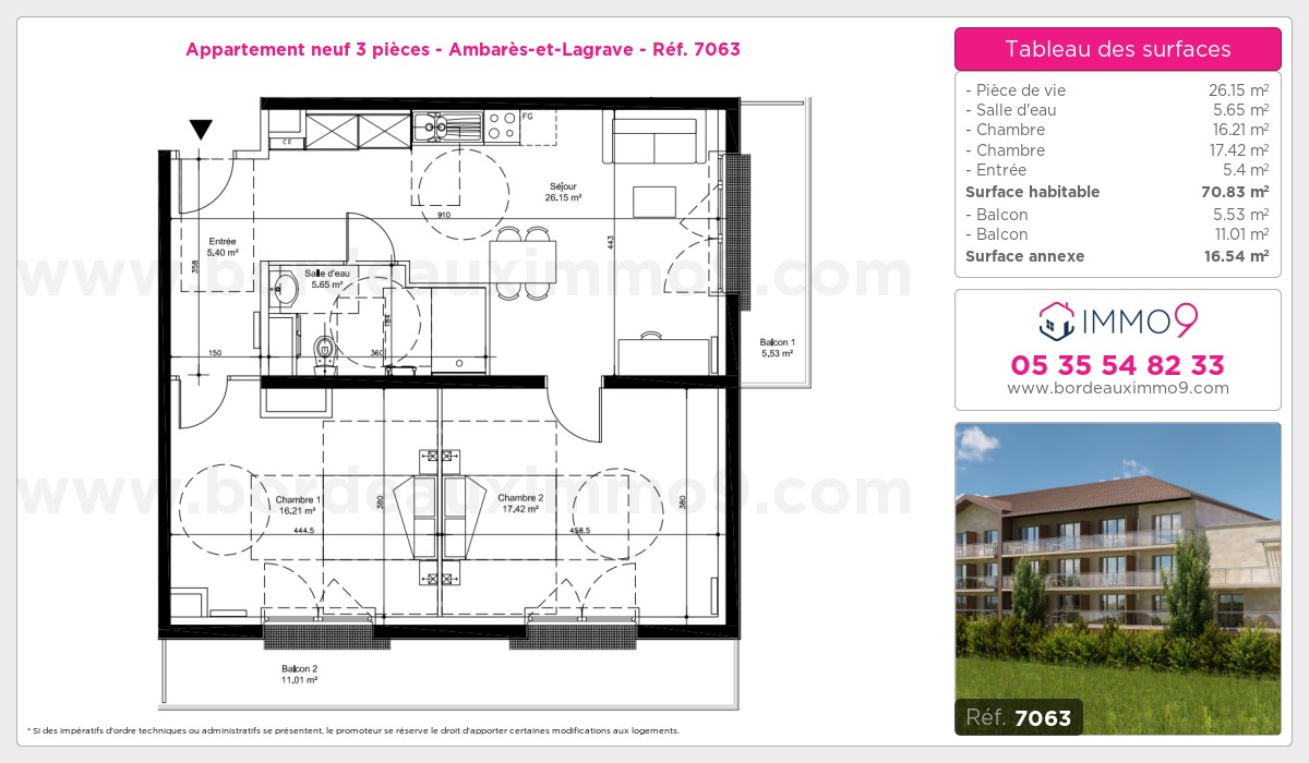 Plan et surfaces, Programme neuf Ambarès-et-Lagrave Référence n° 7063