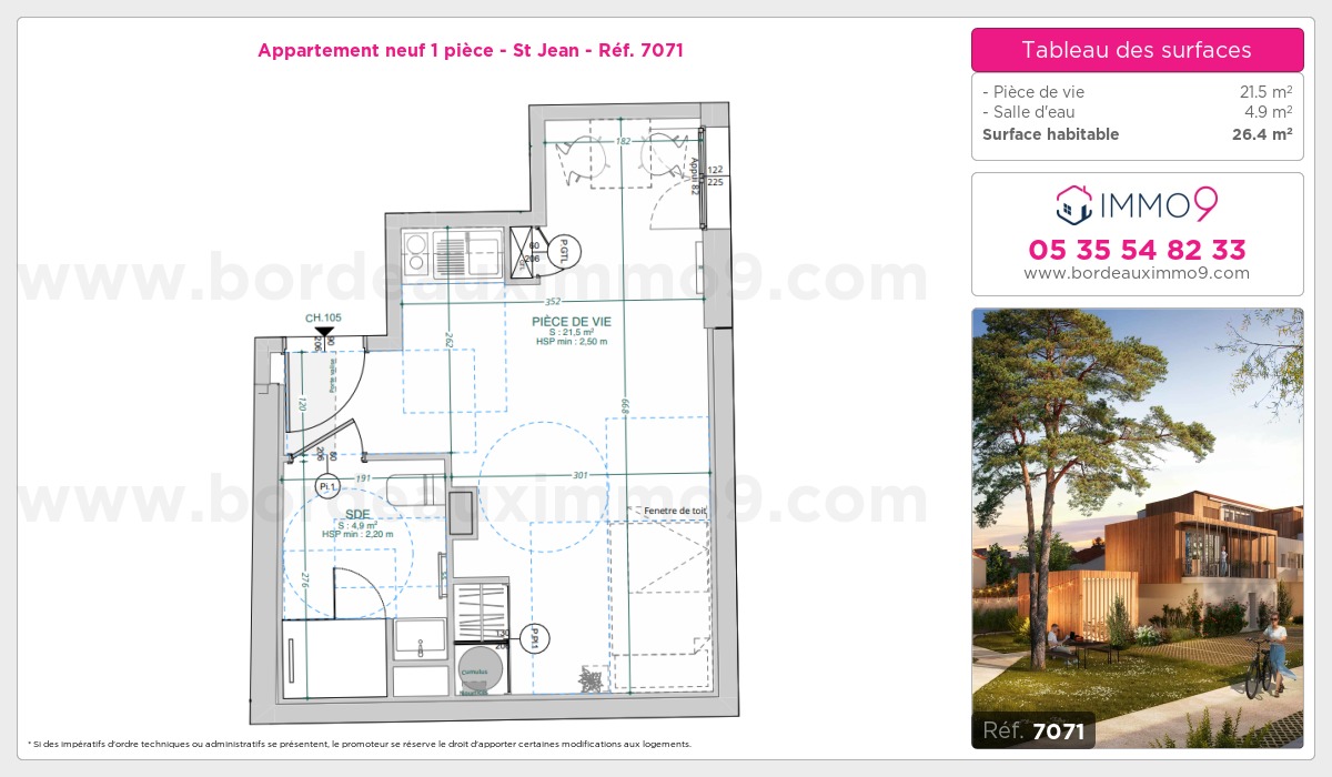 Plan et surfaces, Programme neuf Bordeaux : St Jean Référence n° 7071