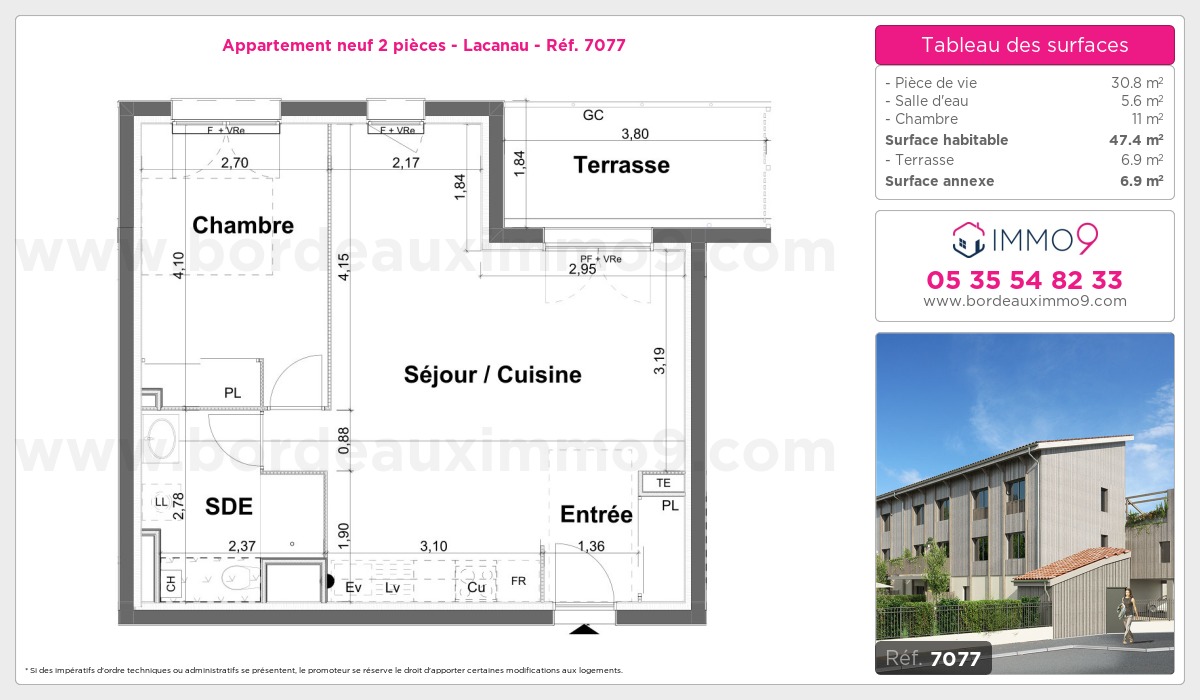 Plan et surfaces, Programme neuf Lacanau Référence n° 7077