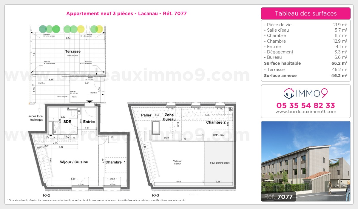 Plan et surfaces, Programme neuf Lacanau Référence n° 7077