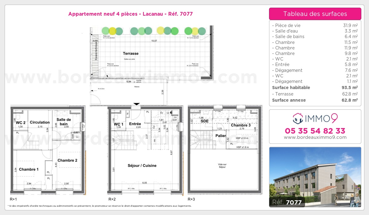 Plan et surfaces, Programme neuf Lacanau Référence n° 7077