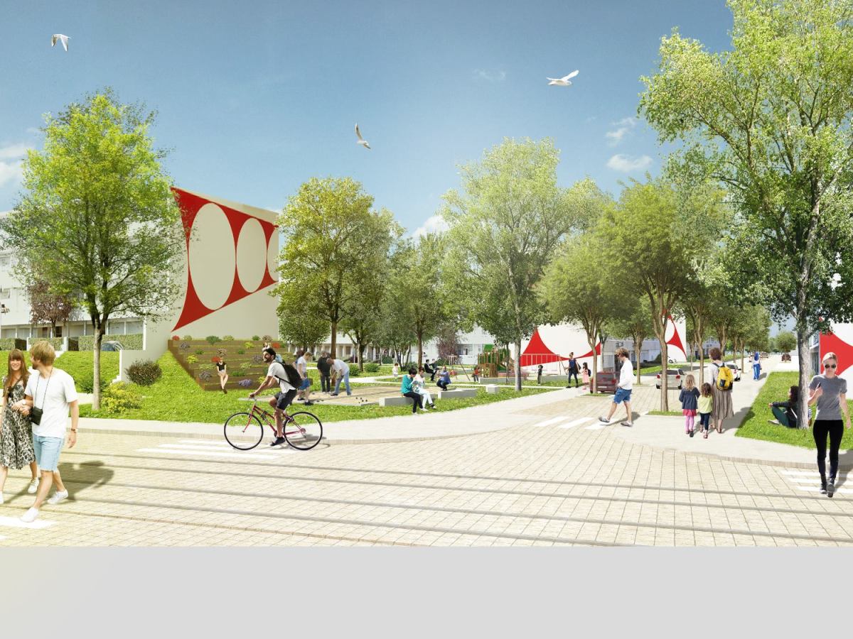projet de réaménagement urbain – un plan 3D du nouveau quartier Palmer