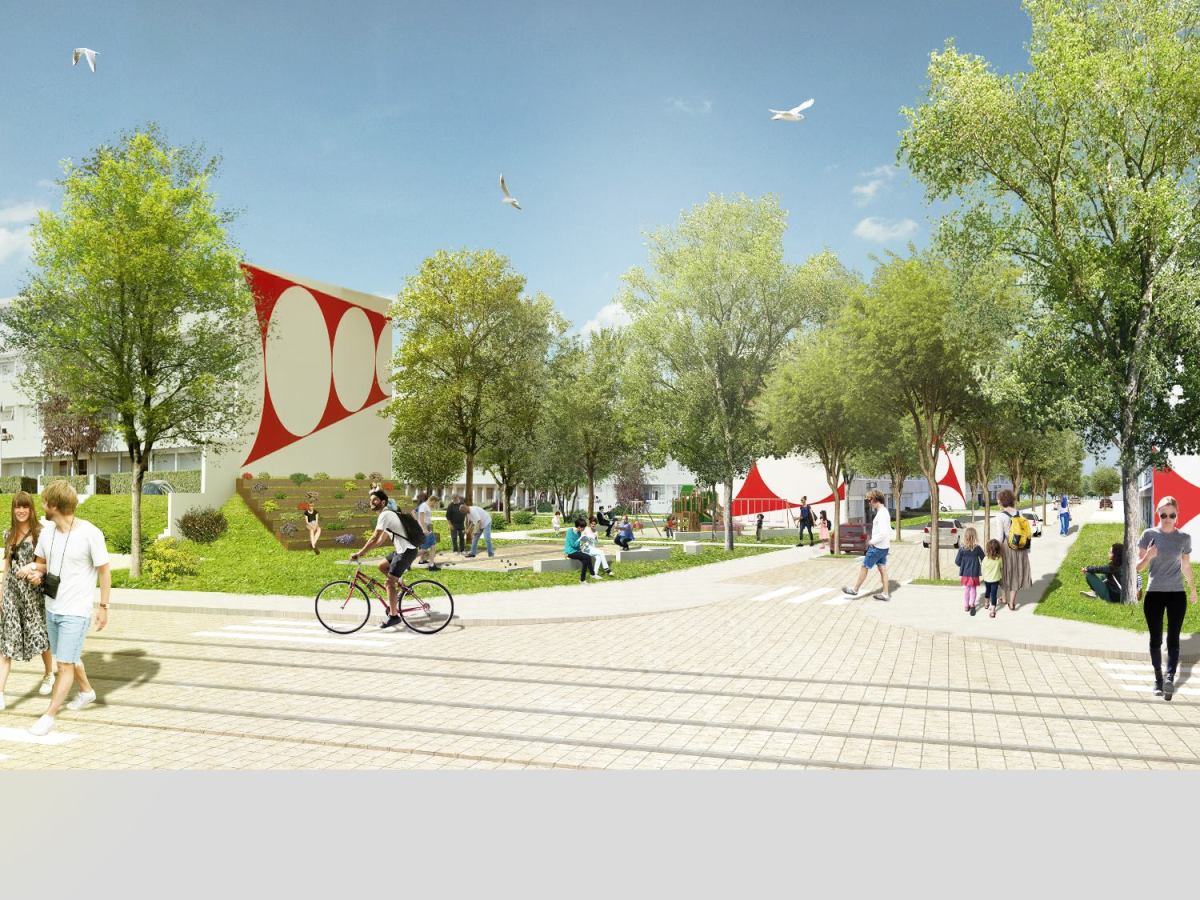 Une partie du quartier Palmer sera repensée pour favoriser les mobilités douces projet de réaménagement urbain – un plan 3D du nouveau quartier Palmer