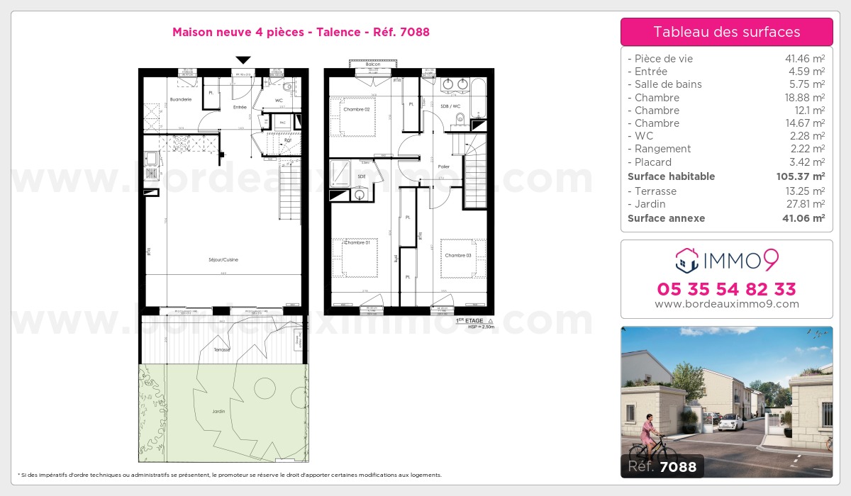 Plan et surfaces, Programme neuf Talence Référence n° 7088