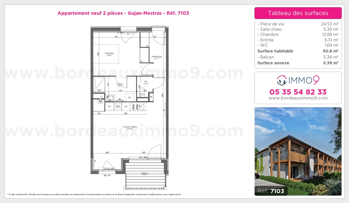 Plan et surfaces, Programme neuf Gujan-Mestras Référence n° 7103