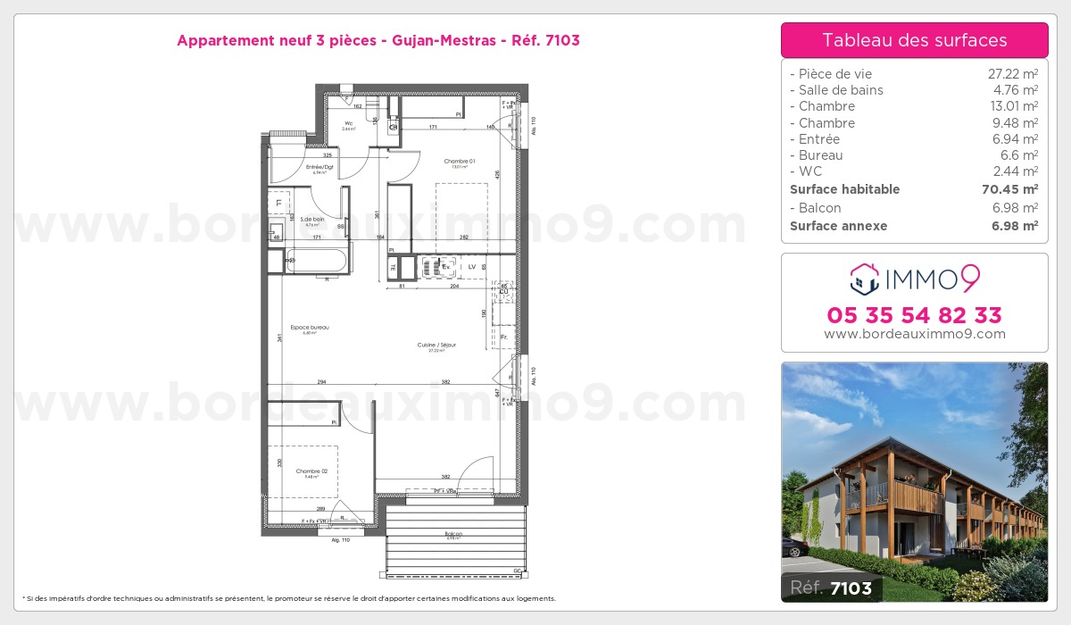 Plan et surfaces, Programme neuf Gujan-Mestras Référence n° 7103