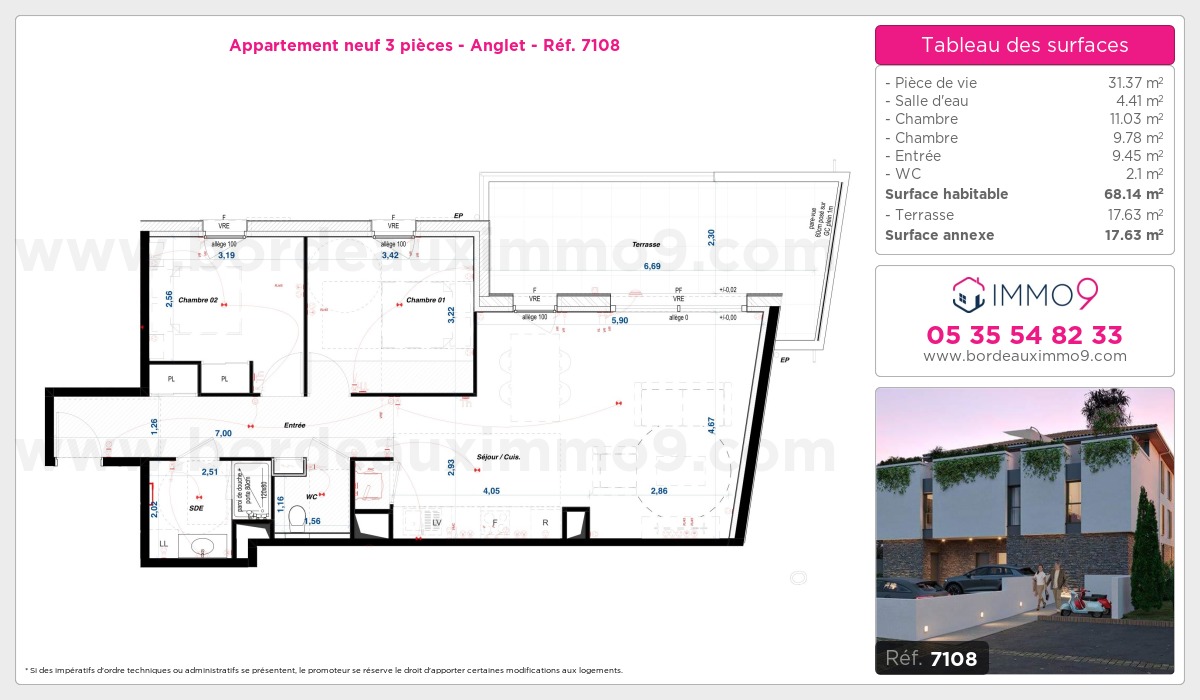 Plan et surfaces, Programme neuf Anglet Référence n° 7108