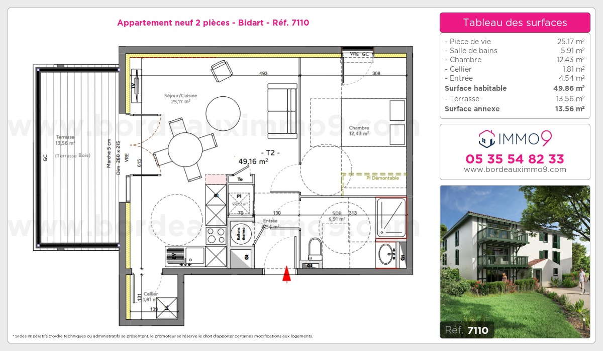 Plan et surfaces, Programme neuf Bidart Référence n° 7110