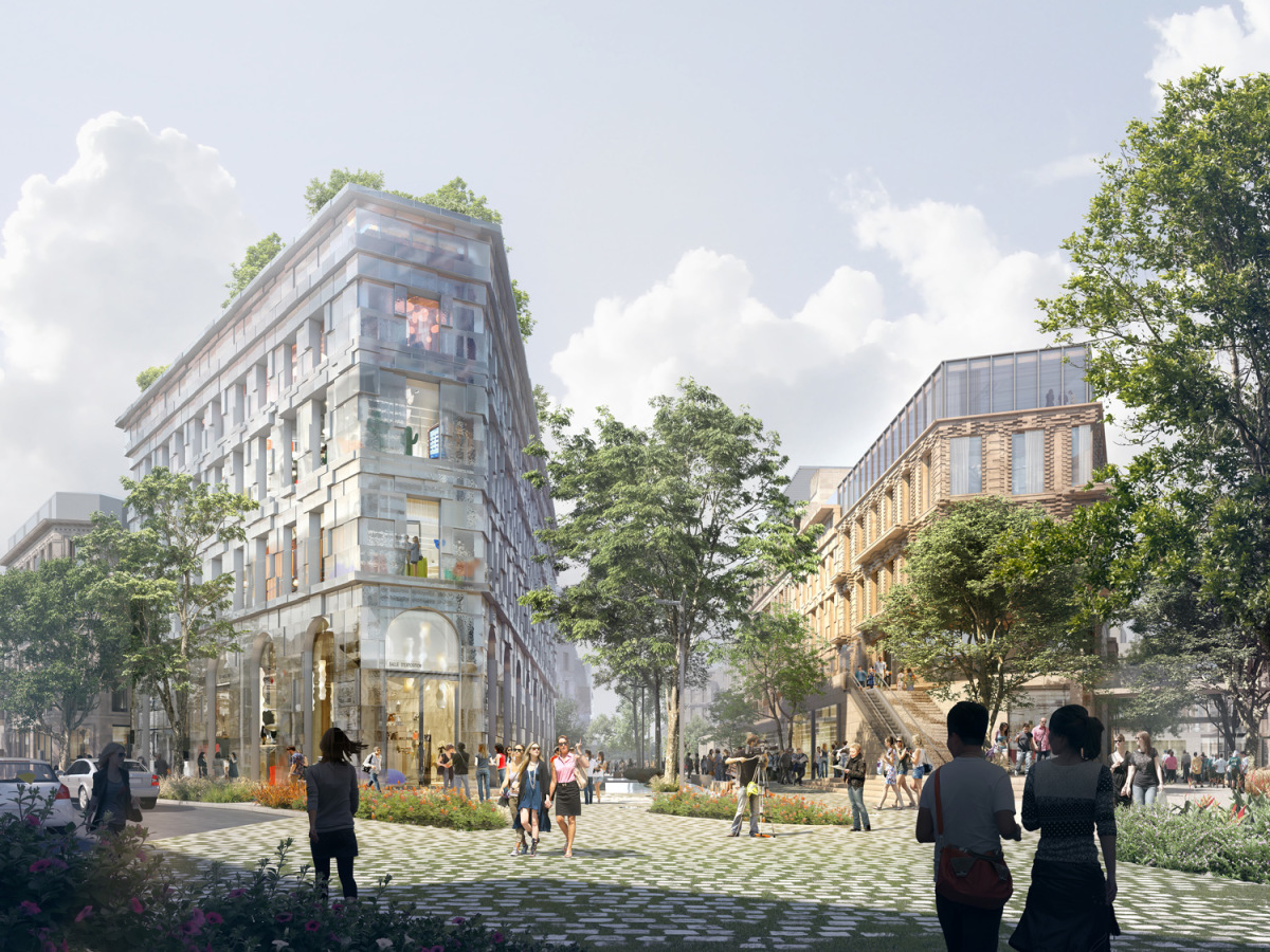 L’espace public sera réamnéagé de A à Z projet canopia bordeaux – visuel de Canopia et ses façades végétalisées