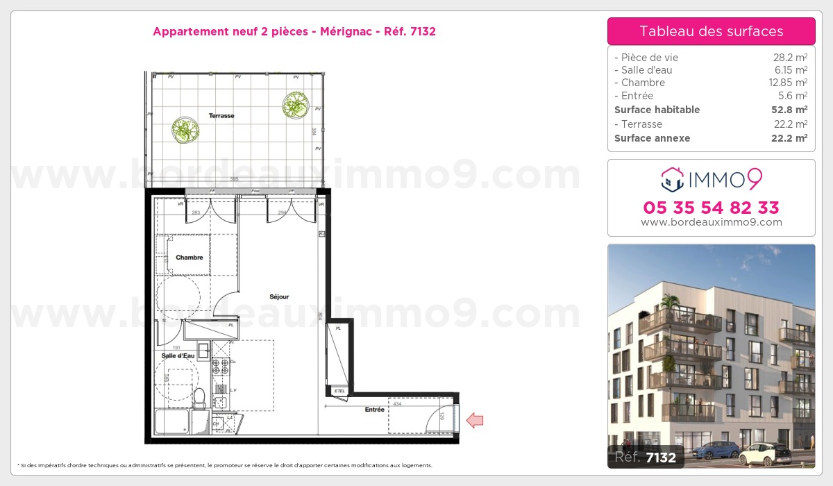 Plan et surfaces, Programme neuf Mérignac Référence n° 7132