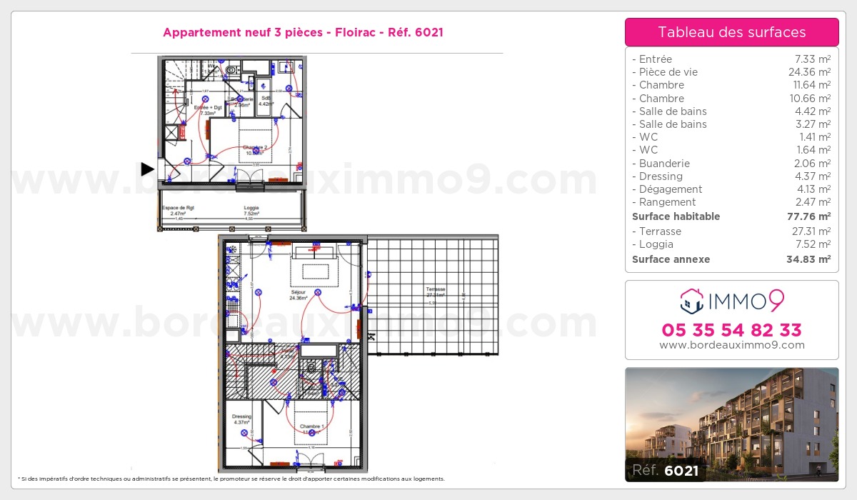 Plan et surfaces, Programme neuf Floirac Référence n° 6021