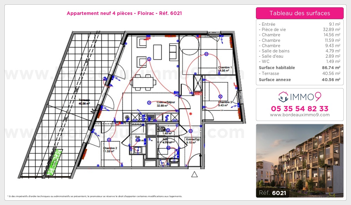 Plan et surfaces, Programme neuf Floirac Référence n° 6021