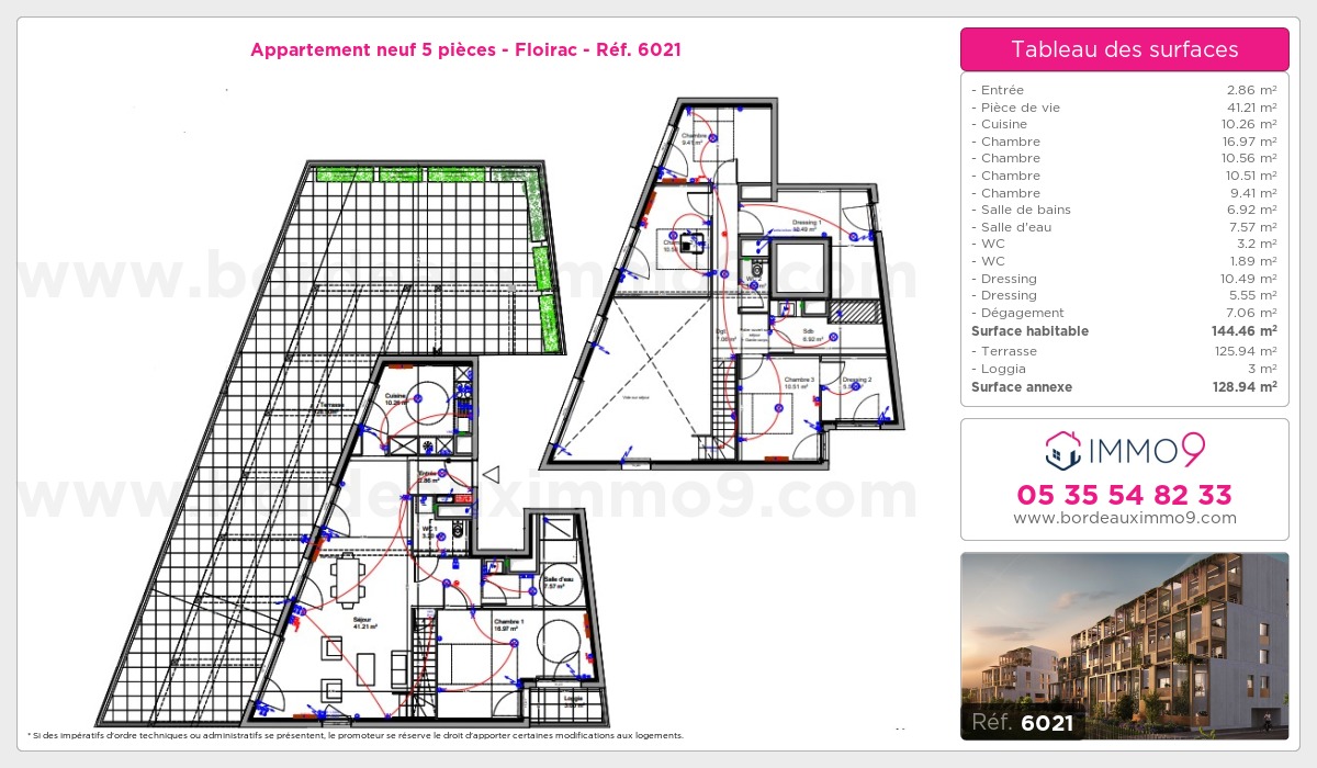 Plan et surfaces, Programme neuf Floirac Référence n° 6021