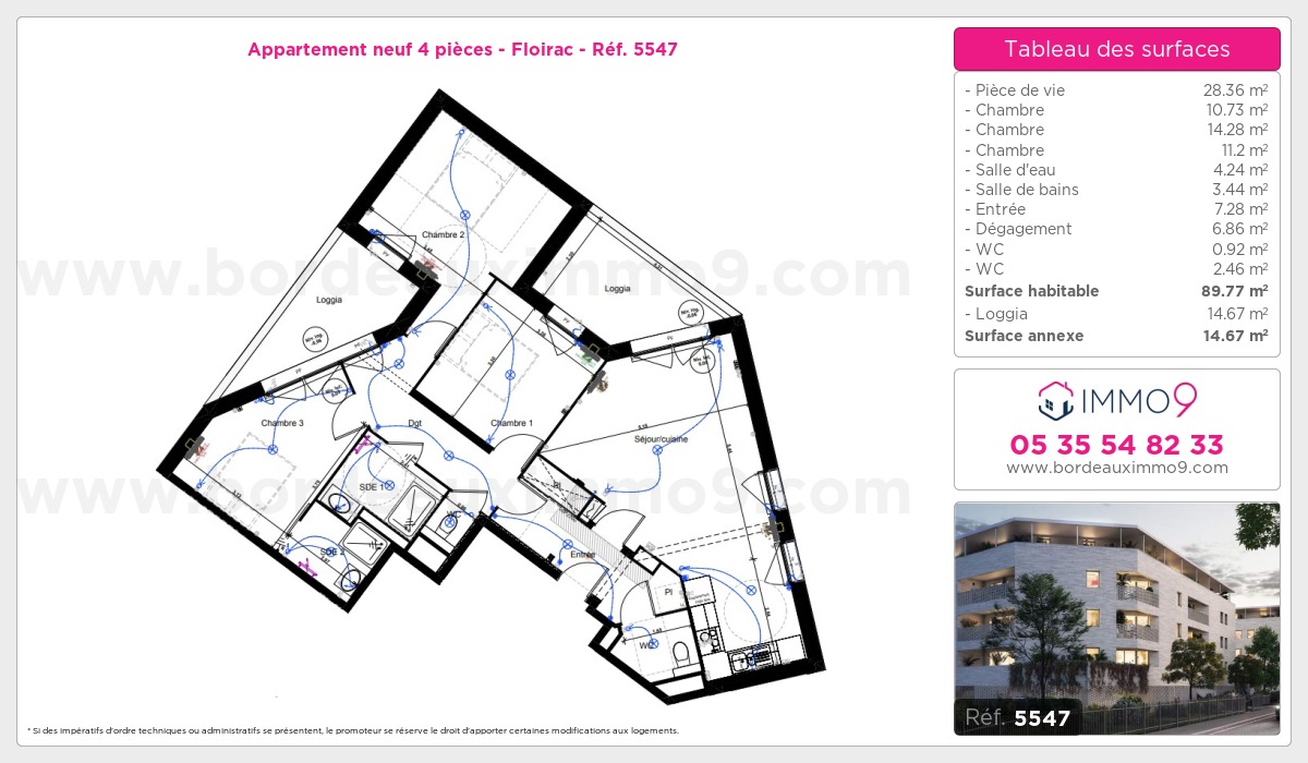 Plan et surfaces, Programme neuf Floirac Référence n° 5547