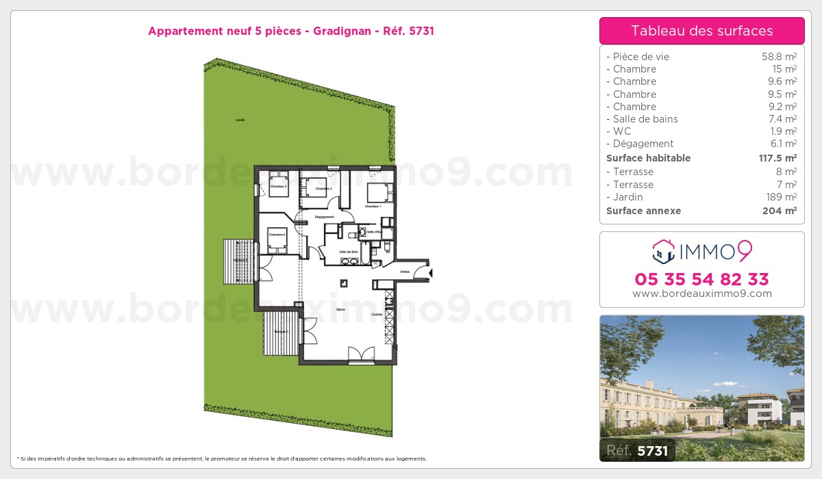 Plan et surfaces, Programme neuf Gradignan Référence n° 5731