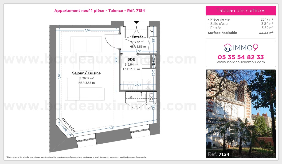 Plan et surfaces, Programme neuf Talence Référence n° 7154