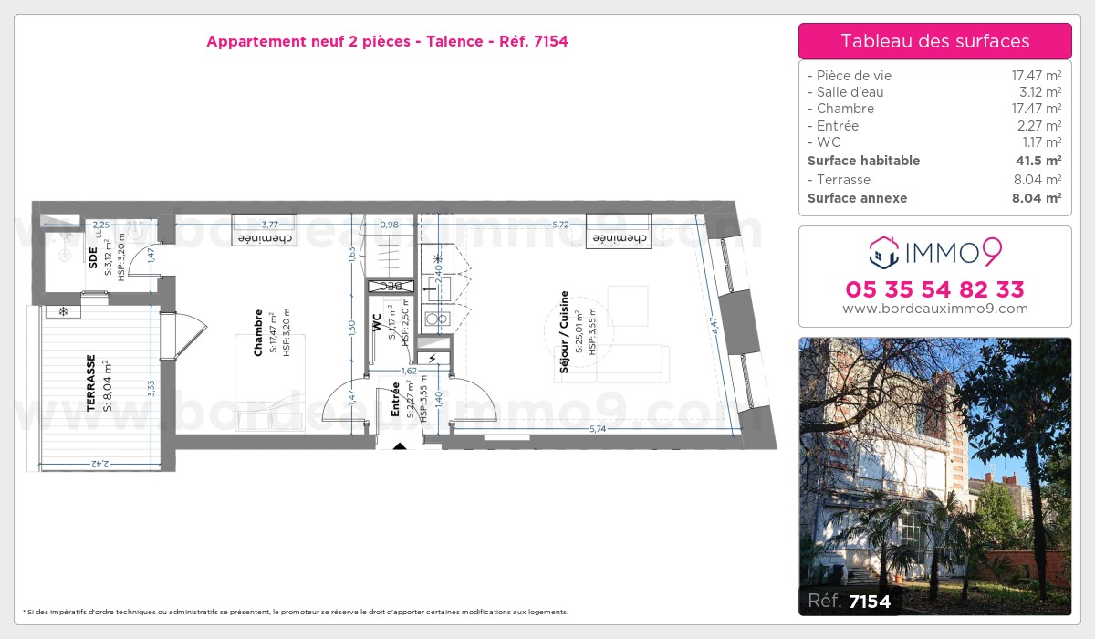 Plan et surfaces, Programme neuf Talence Référence n° 7154