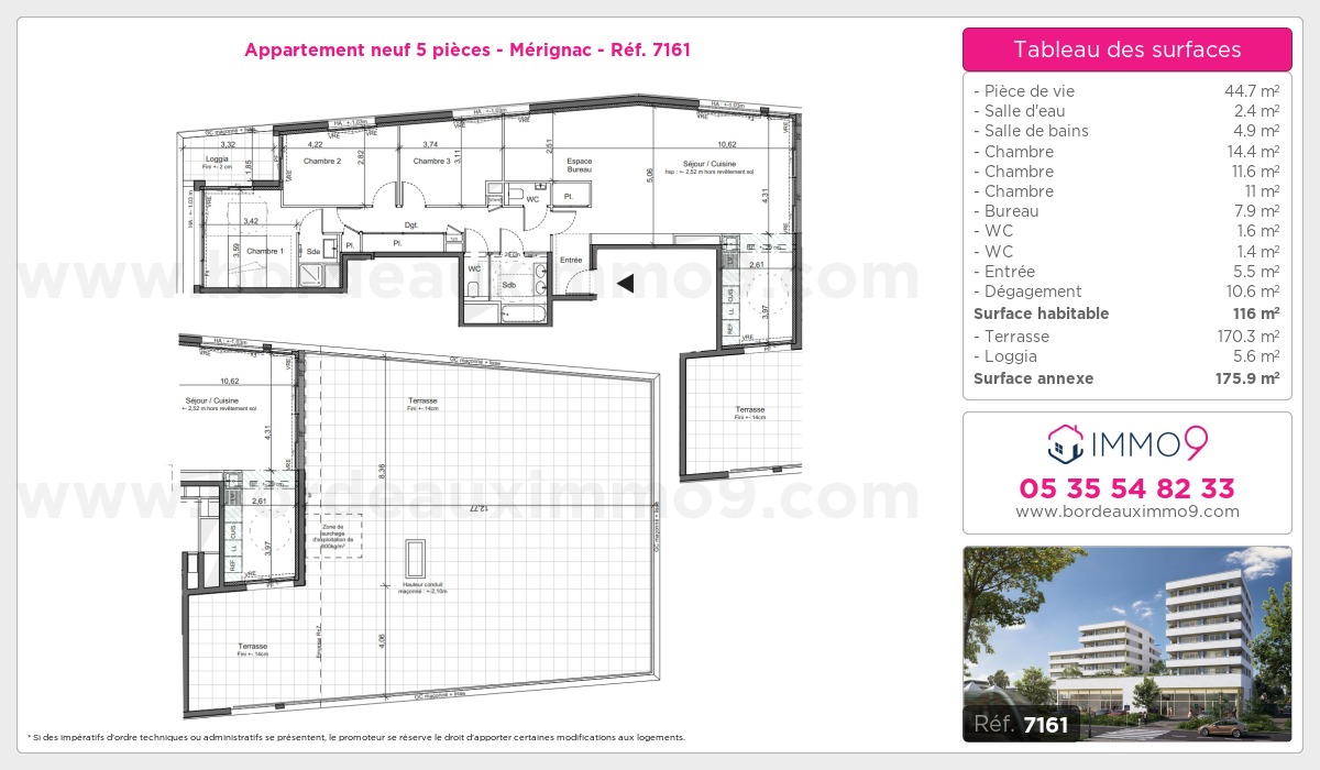 Plan et surfaces, Programme neuf Mérignac Référence n° 7161