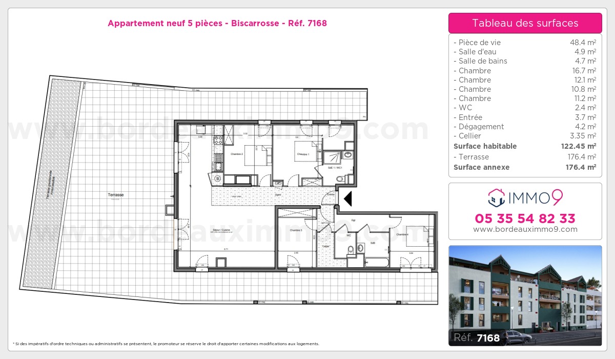 Plan et surfaces, Programme neuf Biscarrosse Référence n° 7168