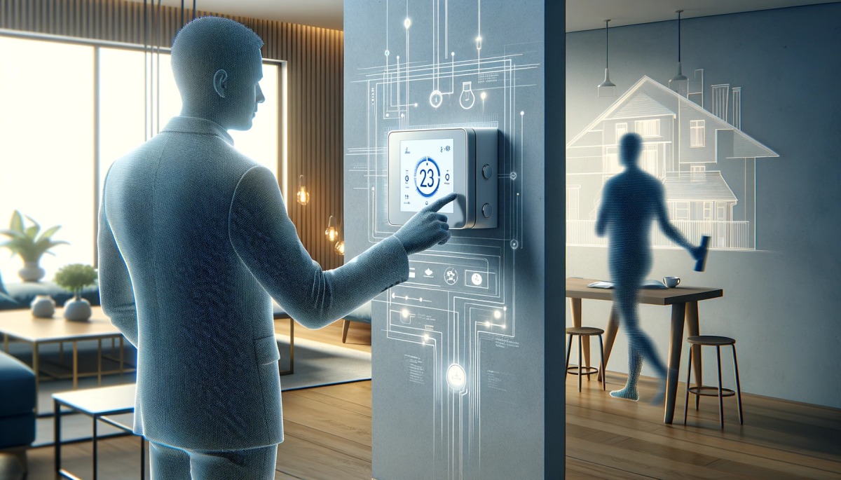 L'immobilier durable a un bel avenir devant lui Investissement durable — une personne utilisé un thermostat connecté
