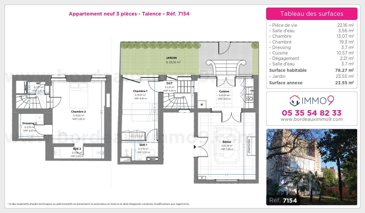 Plan et surfaces, Programme neuf Talence Référence n° 7154