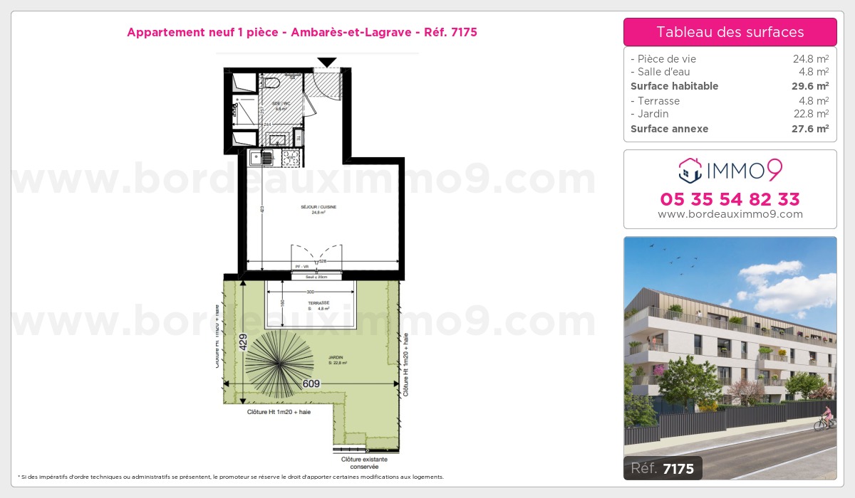 Plan et surfaces, Programme neuf Ambarès-et-Lagrave Référence n° 7175