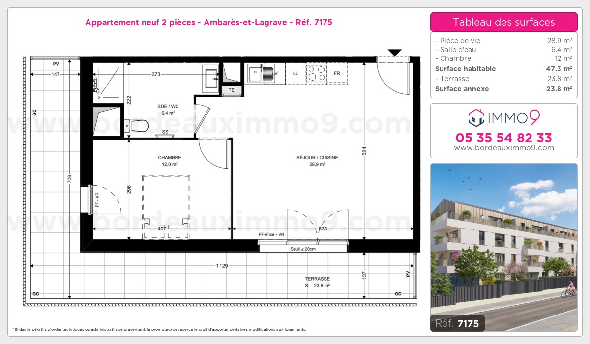 Plan et surfaces, Programme neuf Ambarès-et-Lagrave Référence n° 7175