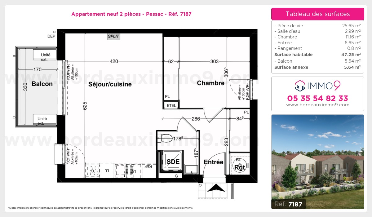 Plan et surfaces, Programme neuf Pessac Référence n° 7187
