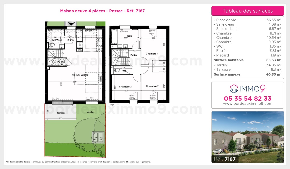 Plan et surfaces, Programme neuf Pessac Référence n° 7187